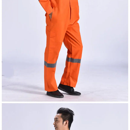 Cotton Work Uniforms Long Sleeve Safety Reflective Electrician Sailor Overall Workshop Auto Repair Fire-resistant Welding Suits-KarWorkwear