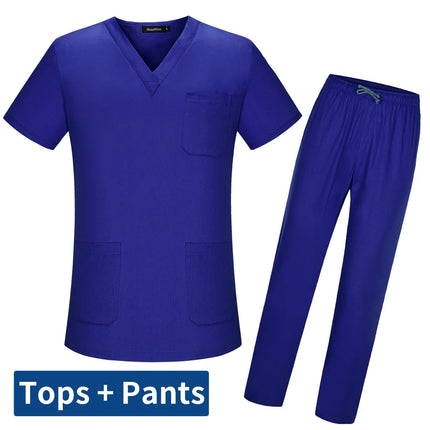 New Women's Scrubs Set V-neck Medical Uniform Short Sleeve Surgical Scrub Uniform Laboratory Work Clothes Dentist Nurse Workwear-KarWorkwear