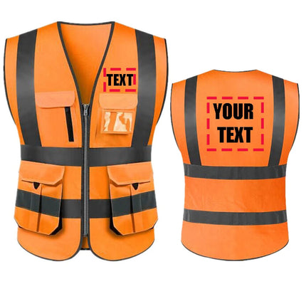 Customized Your Text Logo Reflective motocycle Safety Vest Hi Visibility Construction Work Uniform Security ANSI Class 2-KarWorkwear