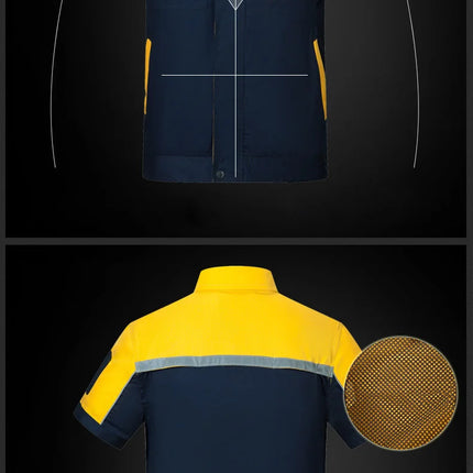 Summer Work Clothing Men Working Coveralls Reflective Tape Thin Breathable Uniforms Factory Workshop Service Car Repairman Suits-KarWorkwear