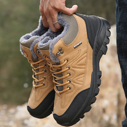 Brand Winter Men's Boots Warm Men's Snow Boots High Quality Leather Waterproof Men Sneakers Outdoor Men Hiking Boots Work Shoes