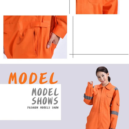 Cotton Work Uniforms Long Sleeve Safety Reflective Electrician Sailor Overall Workshop Auto Repair Fire-resistant Welding Suits-KarWorkwear