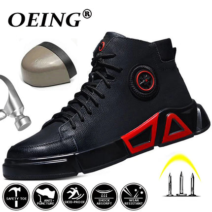 Winter Boots Safety Shoes Men High Quality Leather Shoes Indestructible Work Shoes Safety Steel Toe Shoes Plush Warm Men Boots 9-KarWorkwear