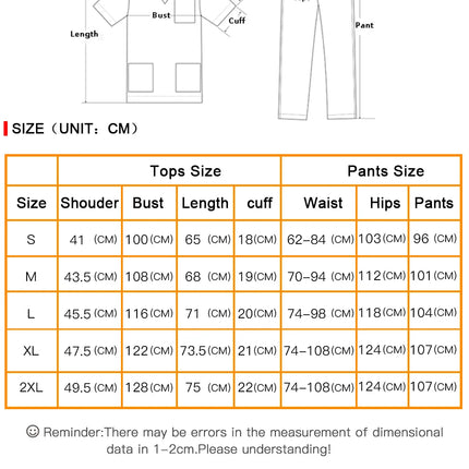Short Sleeved Surgical Medical Suit Button Unisex Nursing Top+pant Hospital Doctor Nurse Work Clothes Pet Grooming Scrub Uniform-KarWorkwear
