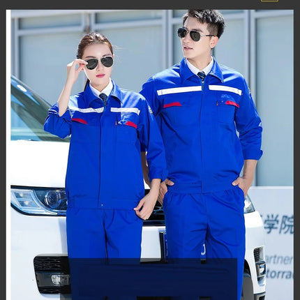 Plus Size men women Spring autumn coveralls Gas station auto repair electrician Anti-static work clothes set Reflective strip