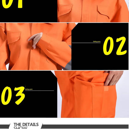 Cotton Work Uniforms Long Sleeve Safety Reflective Electrician Sailor Overall Workshop Auto Repair Fire-resistant Welding Suits-KarWorkwear