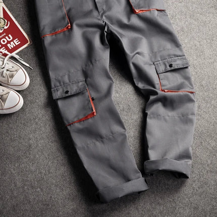 Men Long Sleeve Cargo Overalls Bib Pants Zipper Pockets Rompers Jumpsuit Fashion Labor Casual Coveralls Plus Size S-4xl