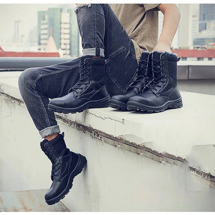 Men's Boots Safety Shoes Men Steel Toe Shoes Winter Boots Men Puncture-Proof Work Shoes Plush Warm Work Safety Boots Male Shoes-KarWorkwear