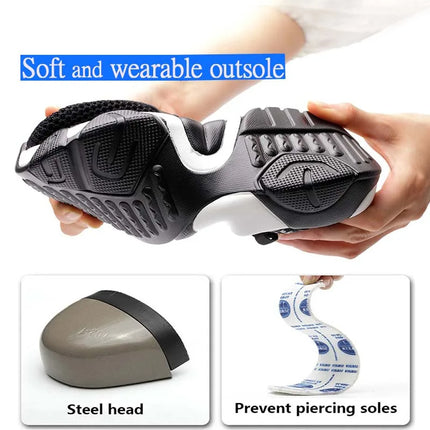 2024 New Men Steel Nose Safety Work Shoes Grid Lightweight Breathable Women Casual Sneaker Prevent Piercing Protective Boots 48-KarWorkwear