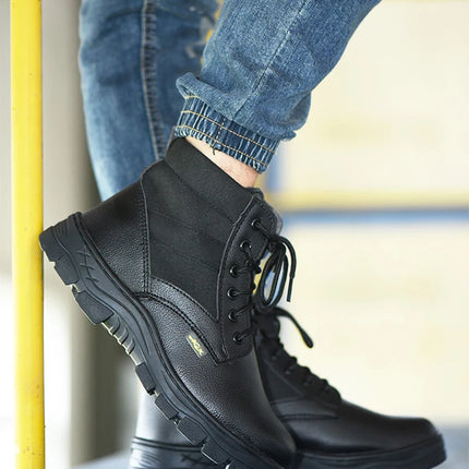 Men Safety Shoes Leather Boots Puncture-Proof Work Boots Steel Toe Shoes Safety Industrial Shoes Winter Boots Indestructible-KarWorkwear
