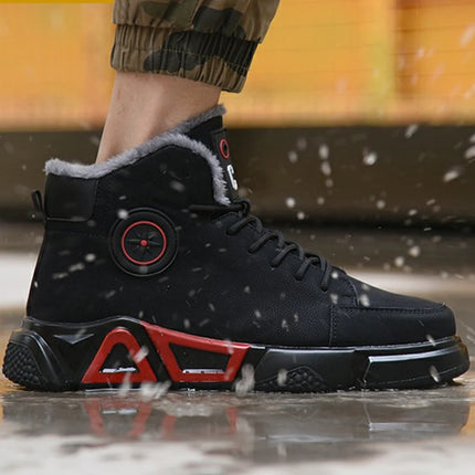 Winter Boots Safety Shoes Men High Quality Leather Shoes Indestructible Work Shoes Safety Steel Toe Shoes Plush Warm Men Boots 9-KarWorkwear