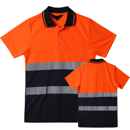 Custom Logo Safety Polo Shirt With Logo Orange Personalized High Visibility Reflective Shirt With Pockets Hi vis work shirt