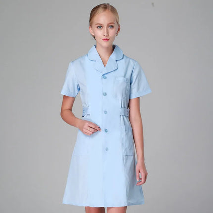 Scrub Uniforms Dress Robe White Women Nursing Scrubs Jacket Full Length Poly Cotton SPA Beautician Veterinary Work Wear Uniform-KarWorkwear