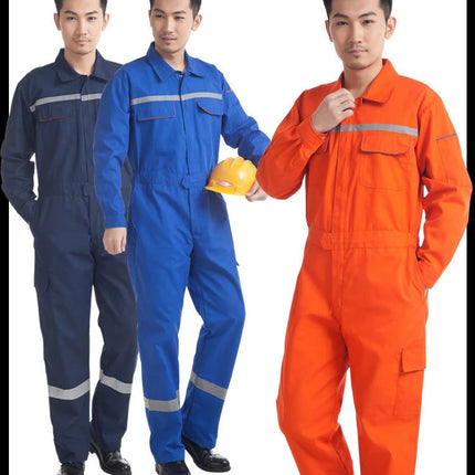 Woman Men Work-Overalls Working Uniforms Spring Thin Reflective Stripe Coveralls Welding Car Workshop Mechanic  Clothes