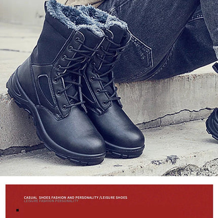 Men's Boots Safety Shoes Men Steel Toe Shoes Winter Boots Men Puncture-Proof Work Shoes Plush Warm Work Safety Boots Male Shoes-KarWorkwear