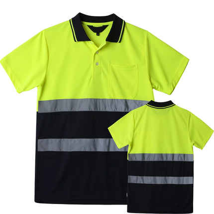 Custom Logo Safety Polo Shirt With Logo Orange Personalized High Visibility Reflective Shirt With Pockets Hi vis work shirt