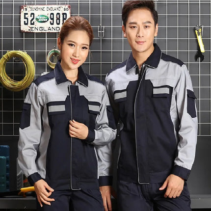 2020spring Autumn Reflective Work Clothing Set Men Women Wear-resistant Coveralls Auto Repair Factory Workshop Uniforms-KarWorkwear