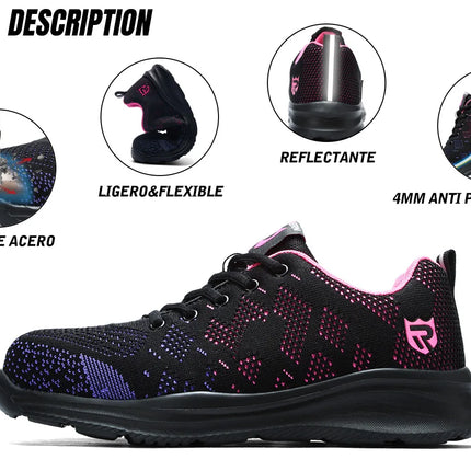 LARNMERN Safety Shoes for Women Anti-puncture Steel Toe Shoes Breathable Non Slip Work Shoes  Sneakers-KarWorkwear