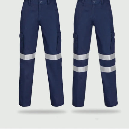 Mens Hi Vis Work Wear Pant Night Reflective Pant High Visibility Pant 100% Cotton Long Pants Navy Blue Pant