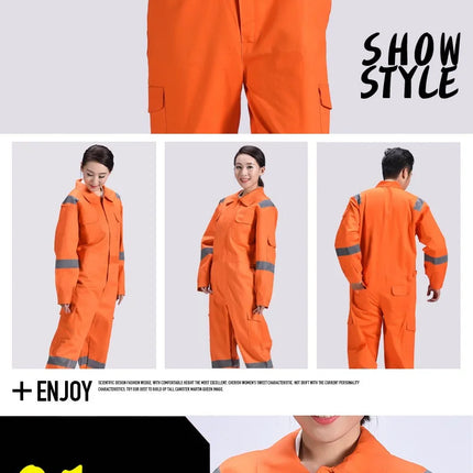 Cotton Work Uniforms Long Sleeve Safety Reflective Electrician Sailor Overall Workshop Auto Repair Fire-resistant Welding Suits-KarWorkwear