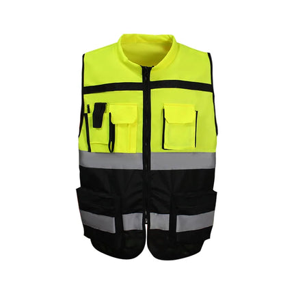 Zipper Front Work Vest  Motorcycle Vest Riding Work Vest Yellow Black Red Blue Orange for Men Women Work Construction Vest