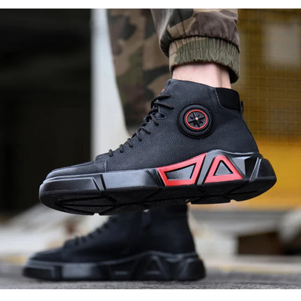 Winter Boots Safety Shoes Men High Quality Leather Shoes Indestructible Work Shoes Safety Steel Toe Shoes Plush Warm Men Boots 9-KarWorkwear