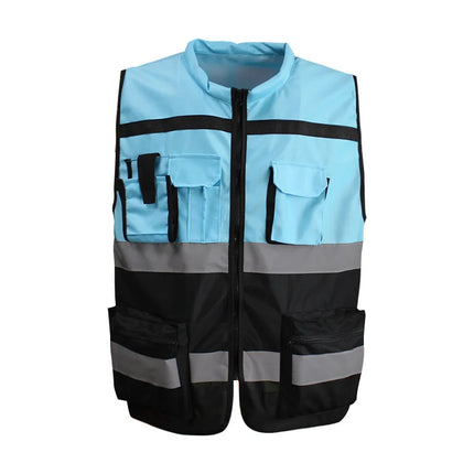 Zipper Front Work Vest  Motorcycle Vest Riding Work Vest Yellow Black Red Blue Orange for Men Women Work Construction Vest