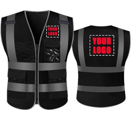 Customized Your Text Logo Reflective motocycle Safety Vest Hi Visibility Construction Work Uniform Security ANSI Class 2-KarWorkwear