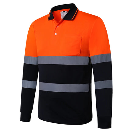 Custom Logo Safety Polo Shirt With Logo Orange Personalized High Visibility Reflective Shirt With Pockets Hi vis work shirt