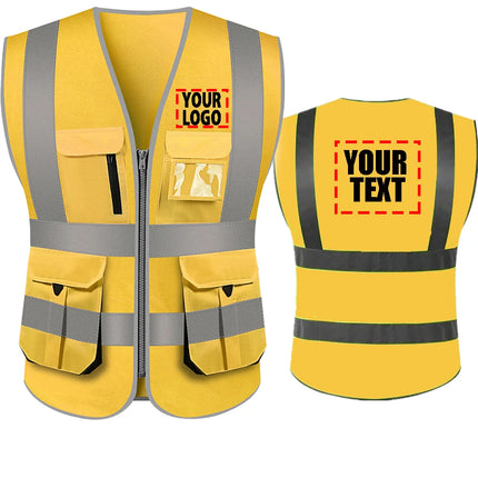 Customized Your Text Logo Reflective motocycle Safety Vest Hi Visibility Construction Work Uniform Security ANSI Class 2-KarWorkwear
