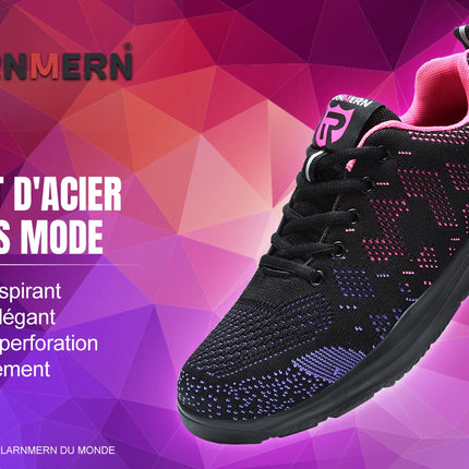 LARNMERN Safety Shoes for Women Anti-puncture Steel Toe Shoes Breathable Non Slip Work Shoes  Sneakers-KarWorkwear