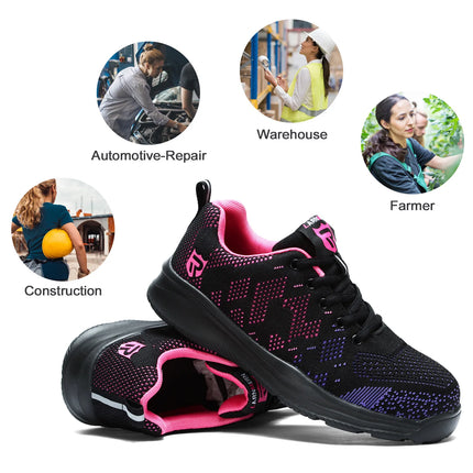 LARNMERN Safety Shoes for Women Anti-puncture Steel Toe Shoes Breathable Non Slip Work Shoes  Sneakers-KarWorkwear