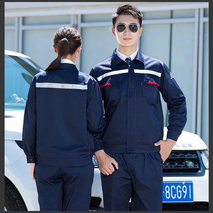Plus Size men women Spring autumn coveralls Gas station auto repair electrician Anti-static work clothes set Reflective strip