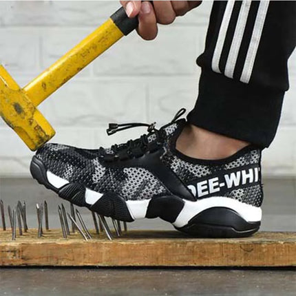 2024 New Men Steel Nose Safety Work Shoes Grid Lightweight Breathable Women Casual Sneaker Prevent Piercing Protective Boots 48-KarWorkwear