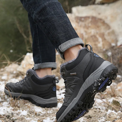 Brand Winter Men's Boots Warm Men's Snow Boots High Quality Leather Waterproof Men Sneakers Outdoor Men Hiking Boots Work Shoes