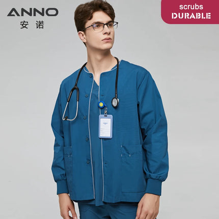Long Sleeves Scrubs Jacket Pretty Outfit Nurse Out Coat Doctor Shirt Hospital Nursing Staff Uniforms Autumn Winter Work Wear-KarWorkwear
