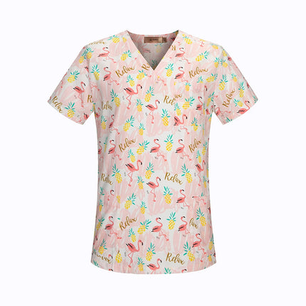 viaoli Cotton Cartoon print spa uniform beauty salon Pet shop uniform Fashion Slim Fit top scrub clothes women scrubs lab coat-KarWorkwear