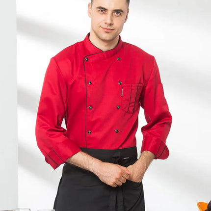 Chef Jacket Short  Sleeve  Cook Coat Barista Baker Work Uniform Waiter Restaurant Hotel Clothes-KarWorkwear