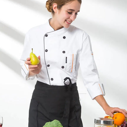 Chef Jacket Short  Sleeve  Cook Coat Barista Baker Work Uniform Waiter Restaurant Hotel Clothes-KarWorkwear