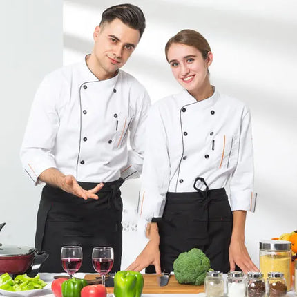 Chef Jacket Short  Sleeve  Cook Coat Barista Baker Work Uniform Waiter Restaurant Hotel Clothes-KarWorkwear