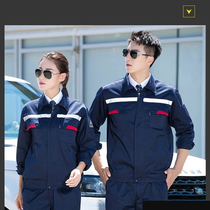 Plus Size men women Spring autumn coveralls Gas station auto repair electrician Anti-static work clothes set Reflective strip