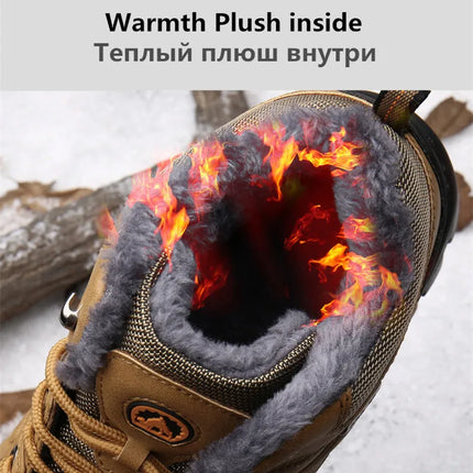 Brand Winter Men's Boots Warm Men's Snow Boots High Quality Leather Waterproof Men Sneakers Outdoor Men Hiking Boots Work Shoes
