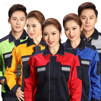 2020spring Autumn Reflective Work Clothing Set Men Women Wear-resistant Coveralls Auto Repair Factory Workshop Uniforms-KarWorkwear