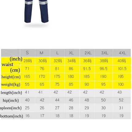 Mens Hi Vis Work Wear Pant Night Reflective Pant High Visibility Pant 100% Cotton Long Pants Navy Blue Pant