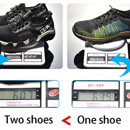 2024 New Men Steel Nose Safety Work Shoes Grid Lightweight Breathable Women Casual Sneaker Prevent Piercing Protective Boots 48-KarWorkwear