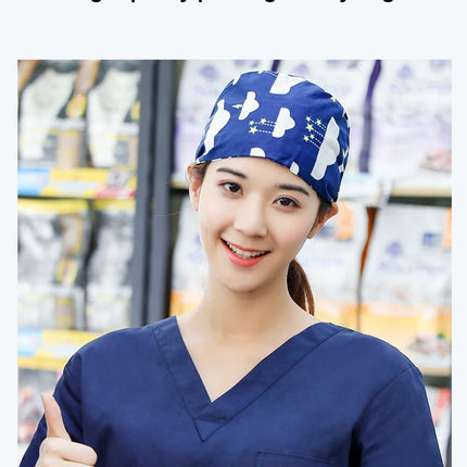 Sexy Leopard pattern Printed scrubs caps women Health Service Station Agency Work hat Beauty Hats laboratory nurses scrubs hat-KarWorkwear