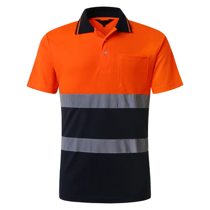Custom Logo Safety Polo Shirt With Logo Orange Personalized High Visibility Reflective Shirt With Pockets Hi vis work shirt