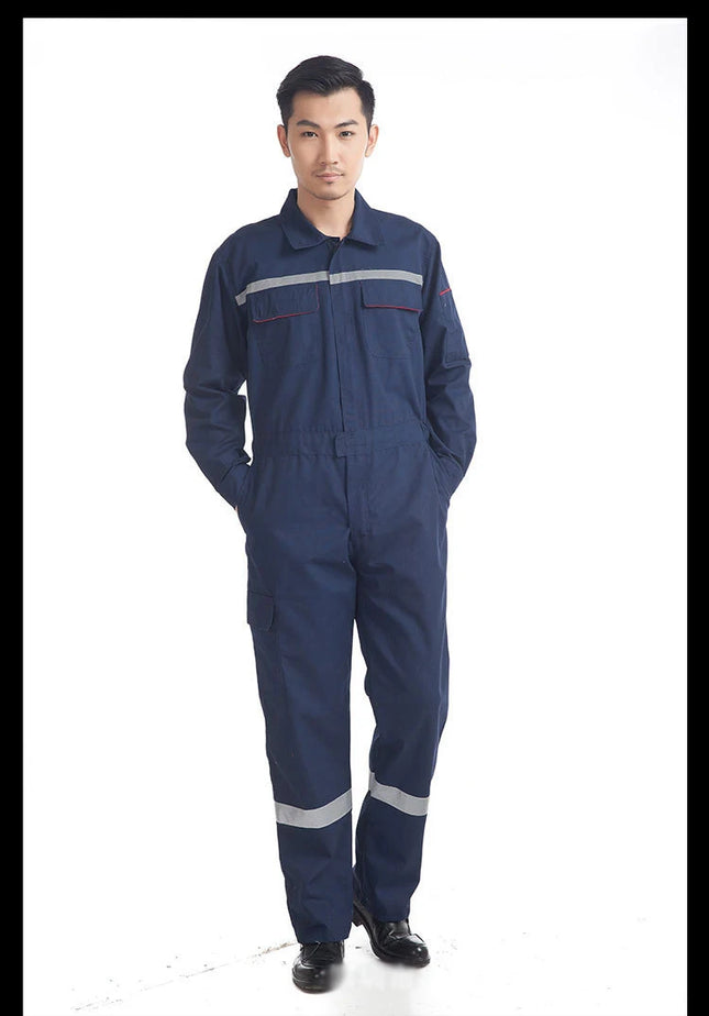 Woman Men Work-Overalls Working Uniforms Spring Thin Reflective Stripe Coveralls Welding Car Workshop Mechanic  Clothes