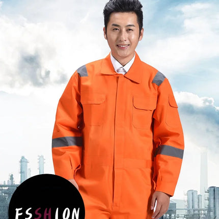 Cotton Work Uniforms Long Sleeve Safety Reflective Electrician Sailor Overall Workshop Auto Repair Fire-resistant Welding Suits-KarWorkwear