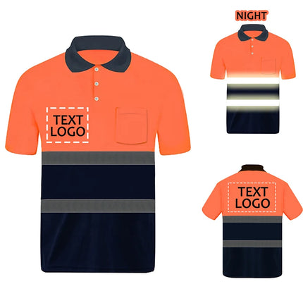 Safety Polo Shirt Custom Logo Work Uniform Motorcycle Cycling Sports Outdoor Reflective Clothing-KarWorkwear